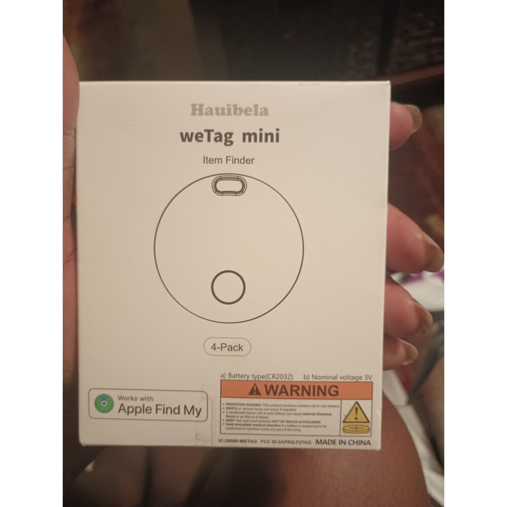 weTag mini 2 4-Pack Bluetooth Tracker for Apple Find My, White CR2032 3V